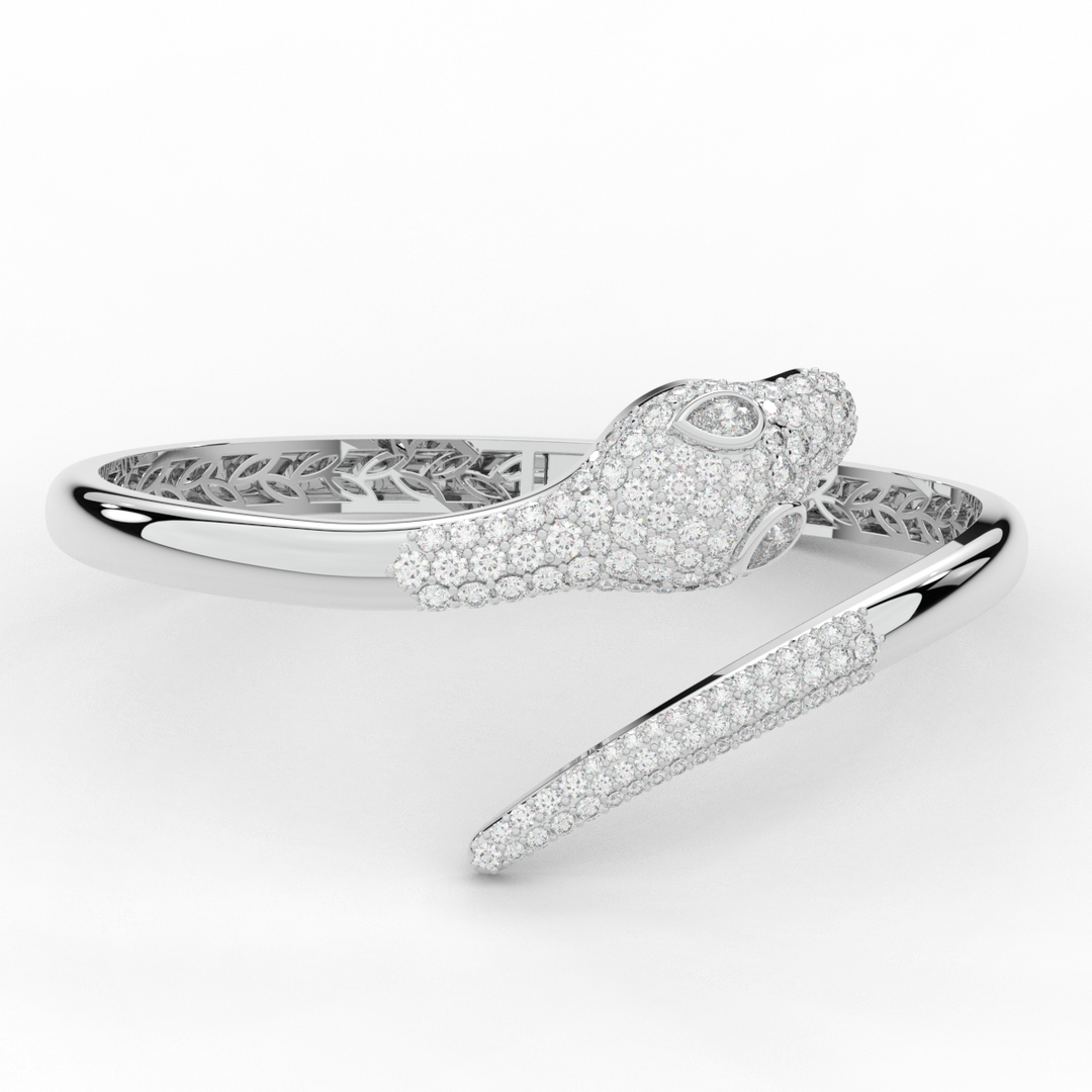 3.75CT.TW ROUND AND PEAR LAB DIAMOND SNAKE BANGLE