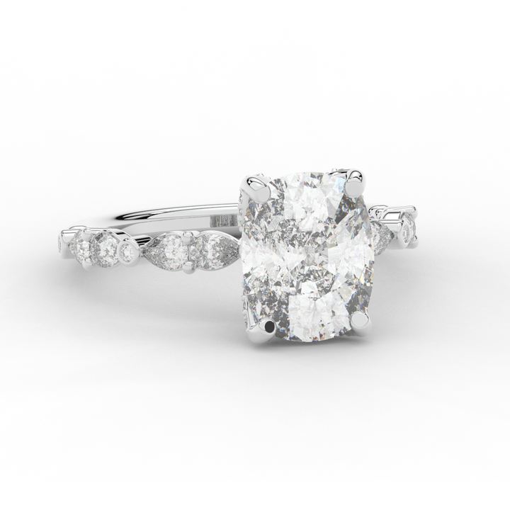 3.60CT.TW CUSHION LAB DIAMOND SOLITAIRE ENGAGEMENT RING