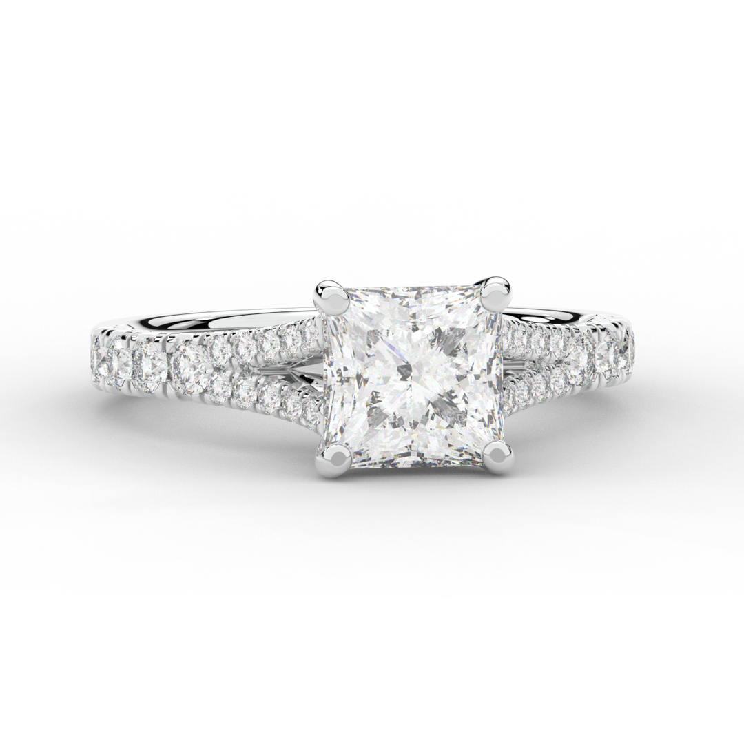 2.45CT.TW PRINCESS LAB DIAMOND ENGAGEMENT RING