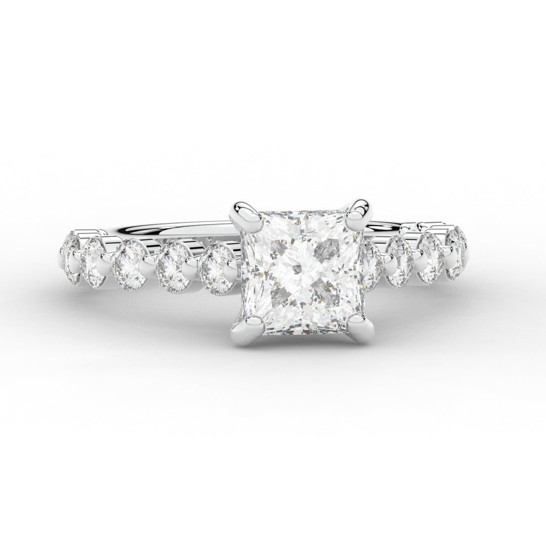 3.90CT.TW PRINCESS LAB DIAMOND ENGAGEMENT RING