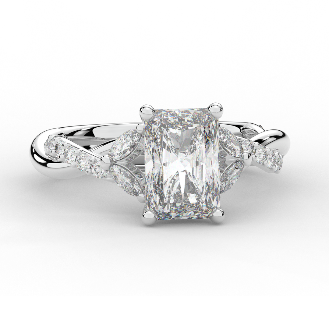 2.40CT.TW RADIANT LAB DIAMOND TWIST BAND ENGAGEMENT RING