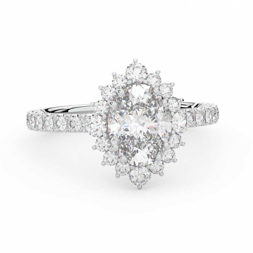 2.80CT.TW OVAL LAB DIAMOND HALO ENGAGEMENT RING