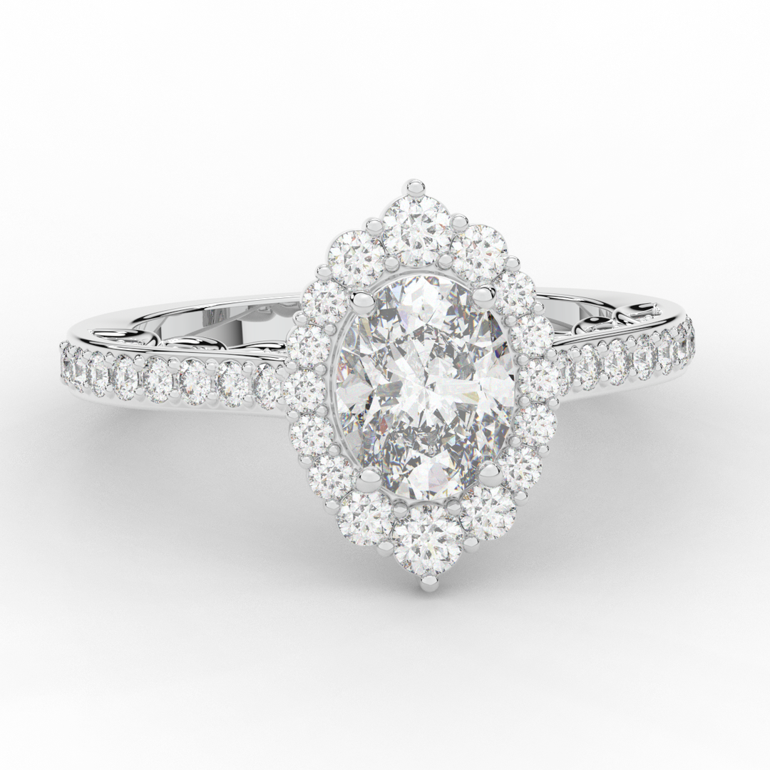 1.75CT.TW OVAL LAB DIAMOND HALO ENGAGEMENT RING