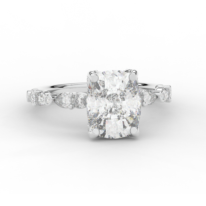 3.60CT.TW CUSHION LAB DIAMOND SOLITAIRE ENGAGEMENT RING