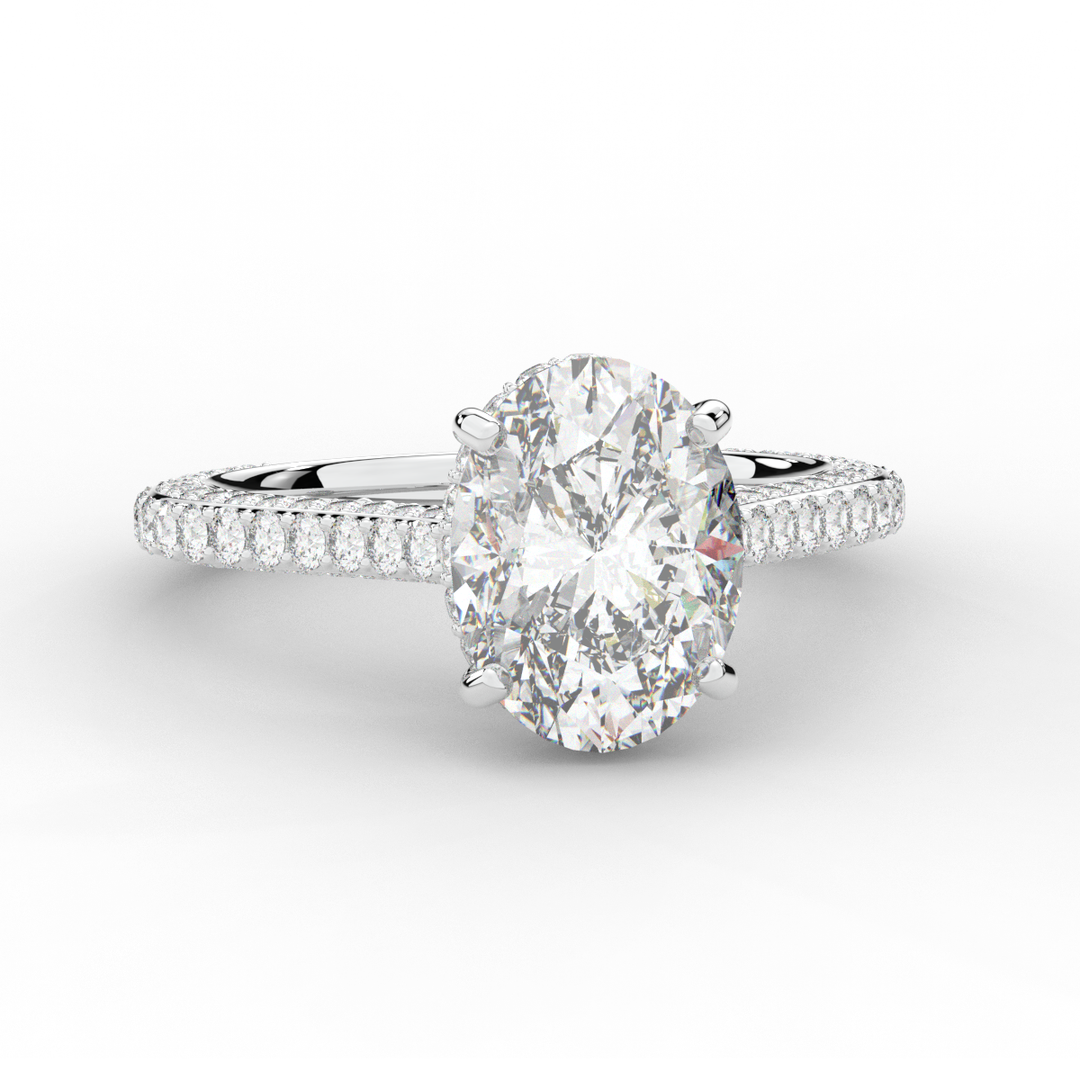 4.00CT.TW OVAL LAB DIAMOND UNDERHALO SOLITAIRE ENGAGEMENT RING