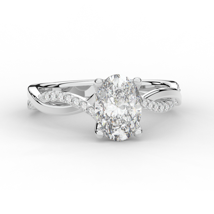 1.70CT.TW OVAL LAB DIAMOND TWIST BAND ENGAGEMENT RING