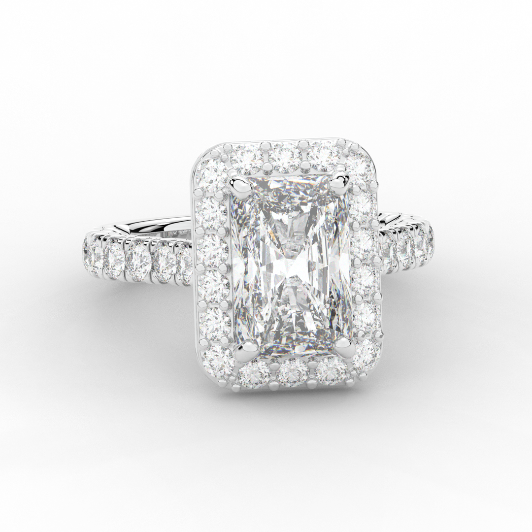 4.50CT.TW RADIANT LAB DIAMOND HALO ENGAGEMENT RING