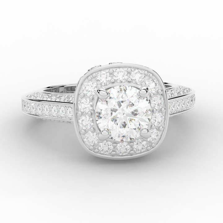 1.50CT.TW ROUND LAB DIAMOND HALO ENGAGEMENT RING