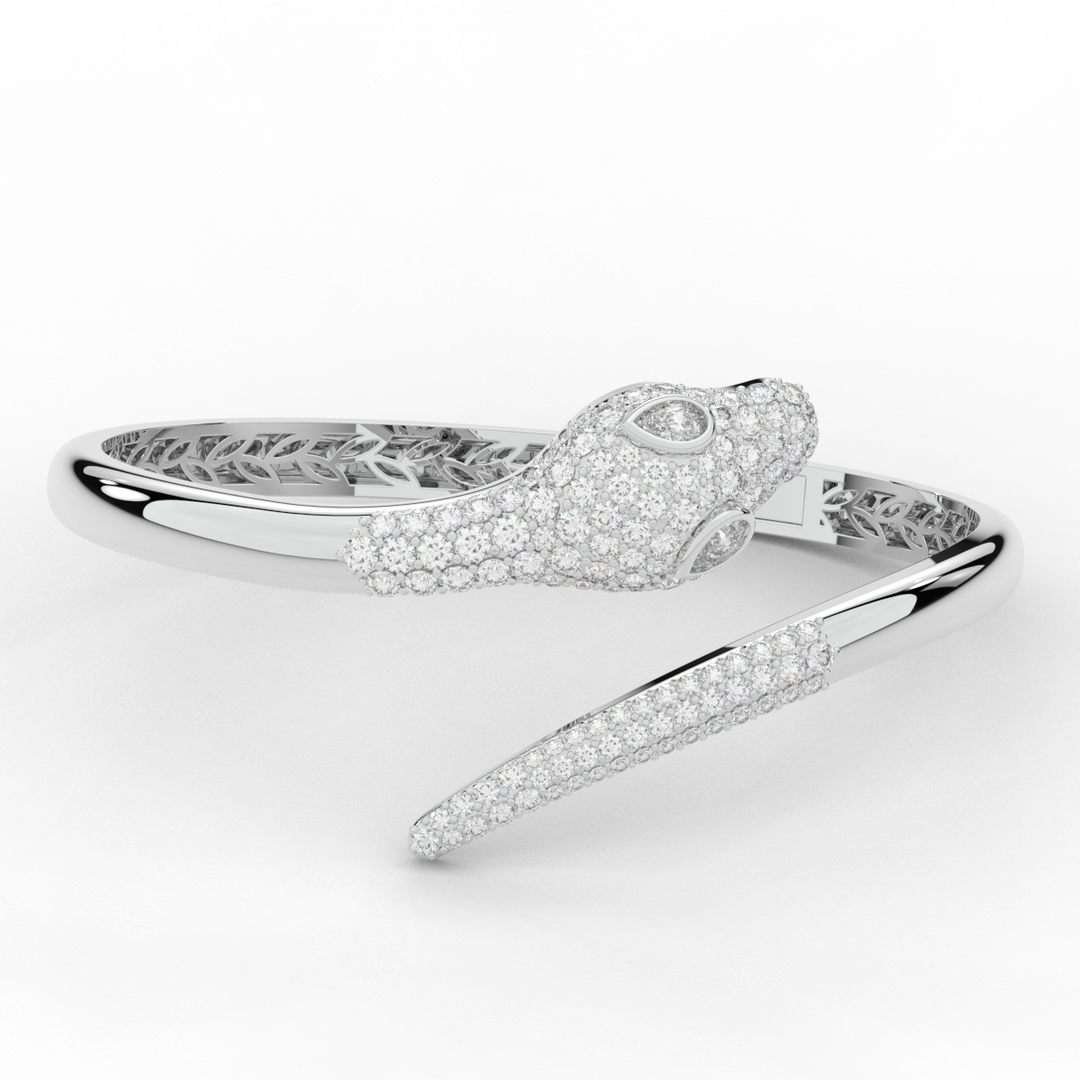 3.75CT.TW ROUND AND PEAR LAB DIAMOND SNAKE BANGLE