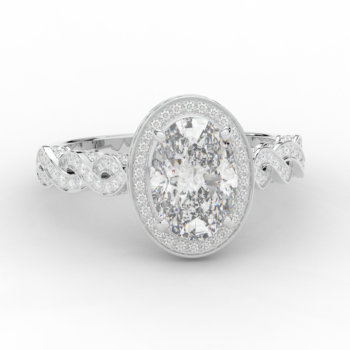 3.10CT.TW OVAL LAB DIAMOND HALO ENGAGEMENT RING