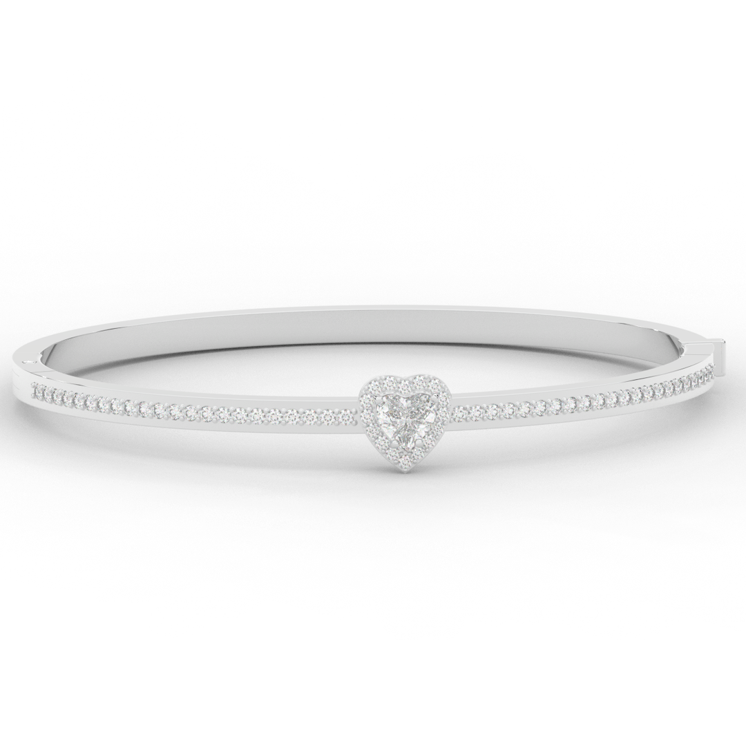 1.65CT.TW HEART AND ROUND LAB DIAMOND  BANGLE