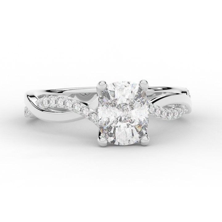 1.70CT.TW CUSHION LAB DIAMOND TWIST BAND ENGAGEMENT RING