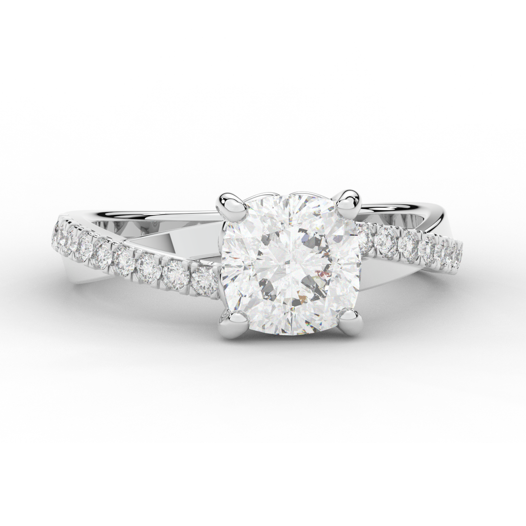 2.20CT.TW CUSHION LAB DIAMOND TWISTBAND ENGAGEMENT RING