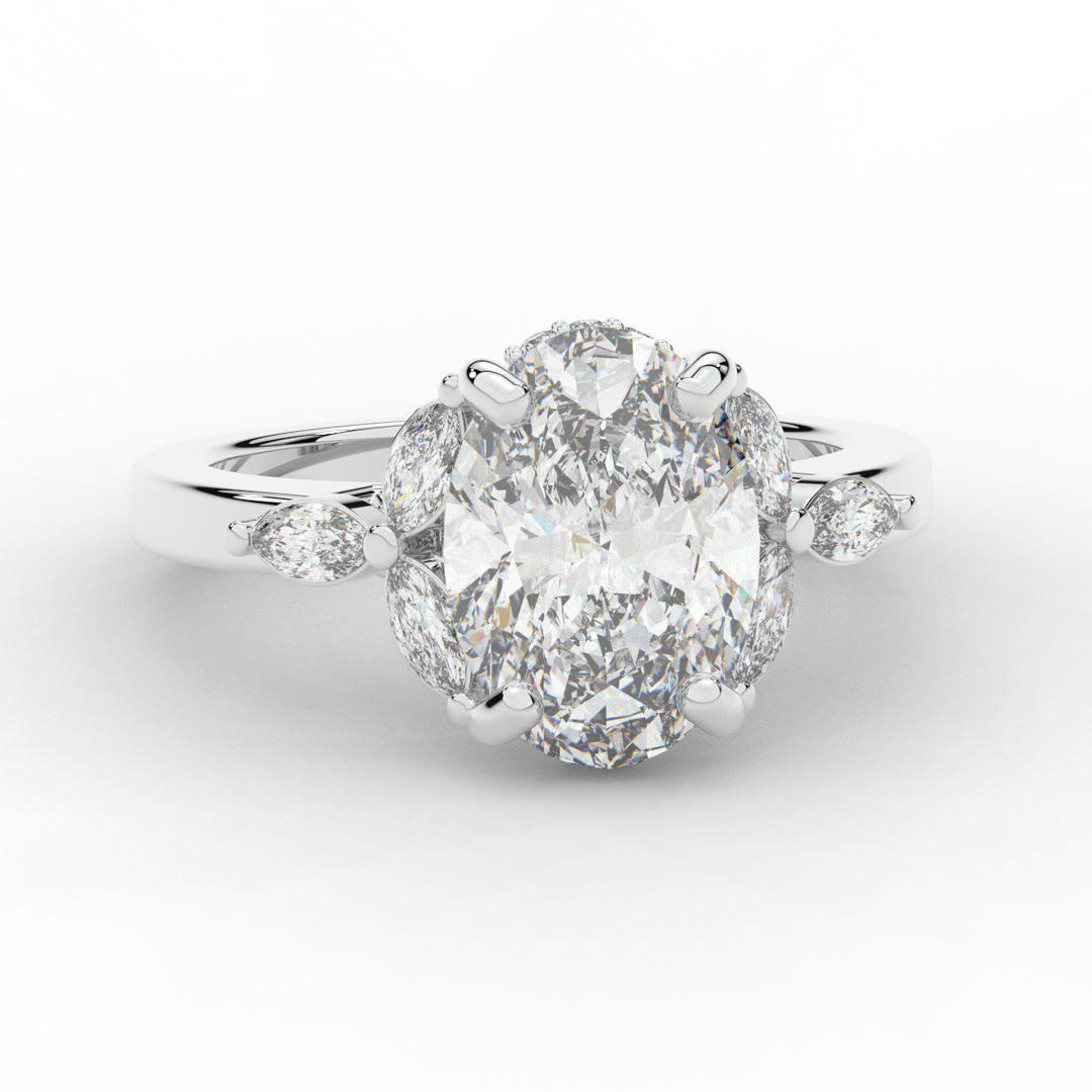 2.85CT.TW OVAL LAB DIAMOND ENGAGEMENT RING