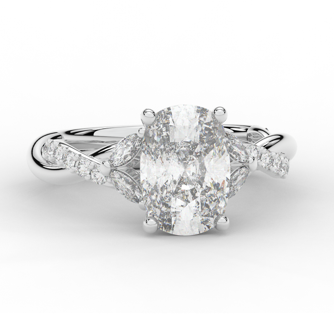 2.40CT.TW CUSHION LAB DIAMOND TWIST BAND ENGAGEMENT RING