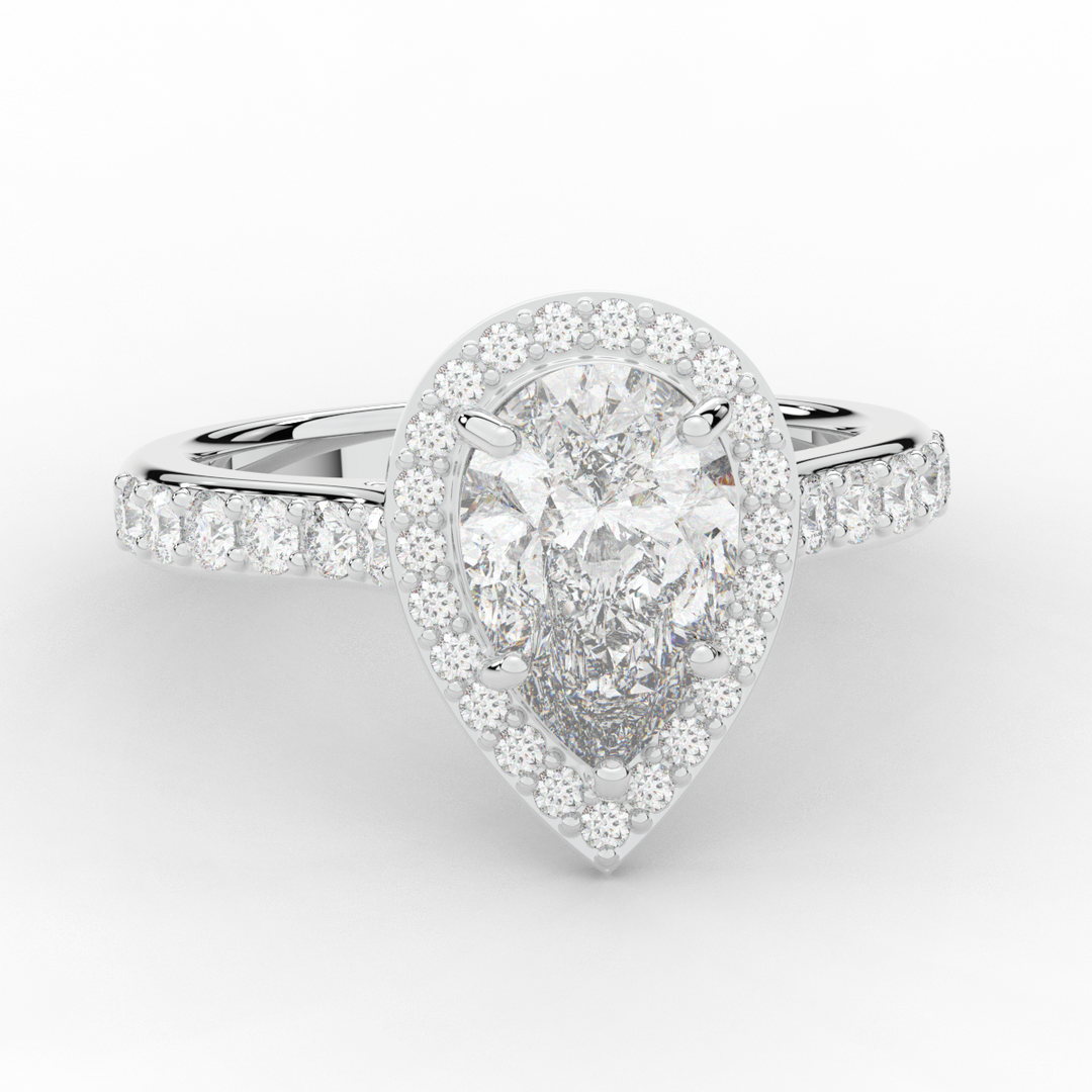 2.50CT.TW PEAR LAB DIAMOND HALO ENGAGEMENT RING