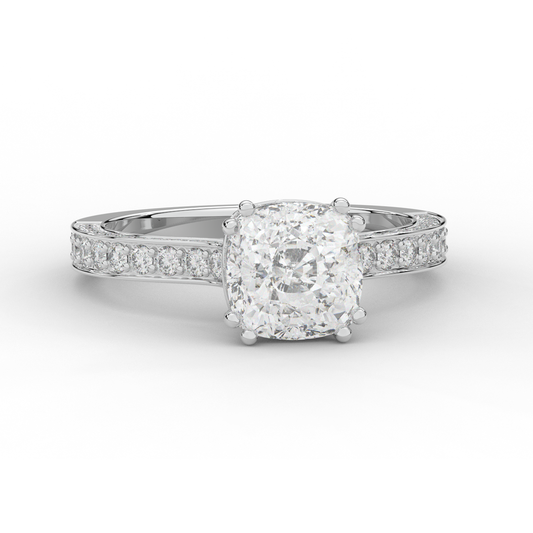 2.60CT.TW CUSHION LAB DIAMOND SOLITAIRE ENGAGEMENT RING