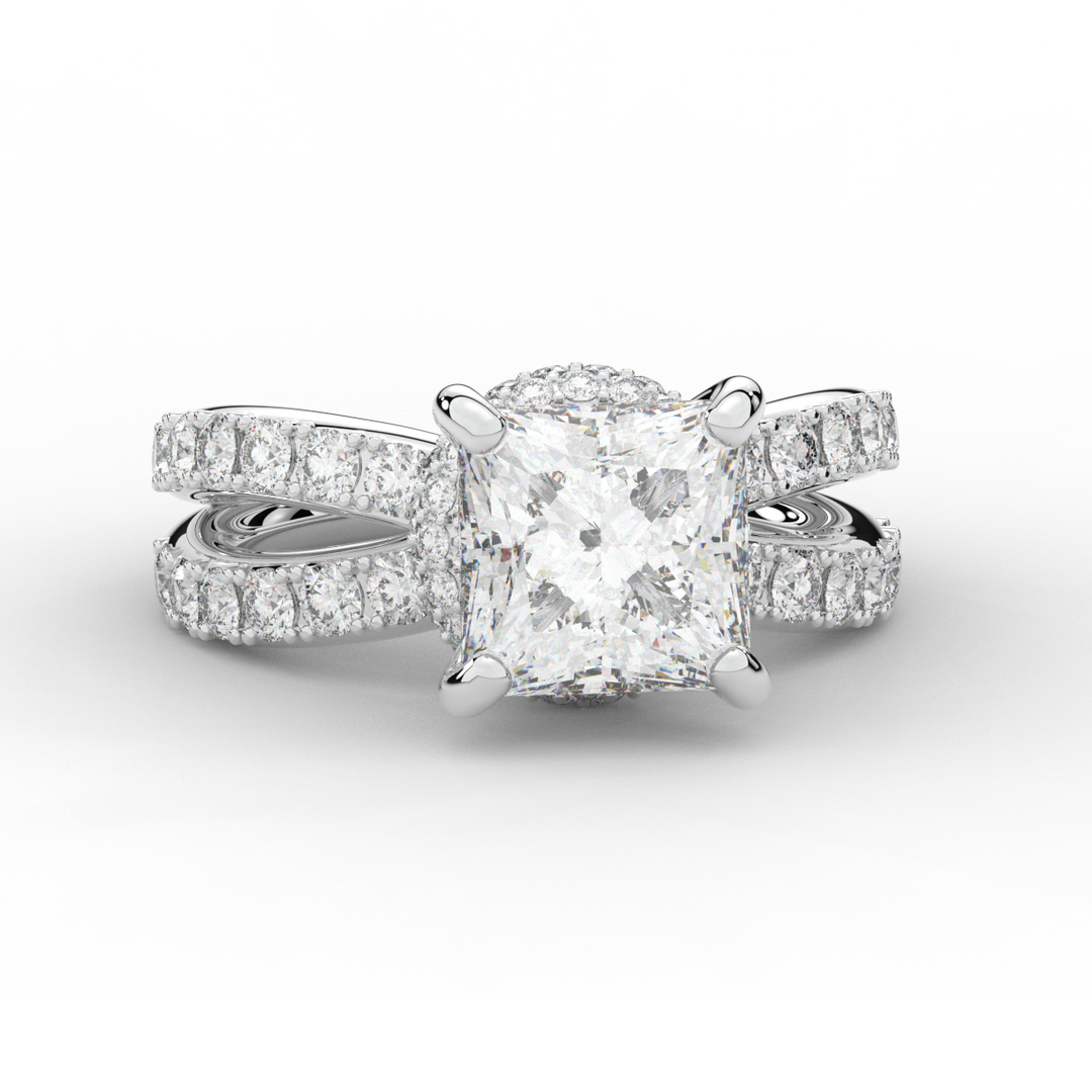 5.25CT.TW PRINCESS LAB DIAMOND ENGAGEMENT RING