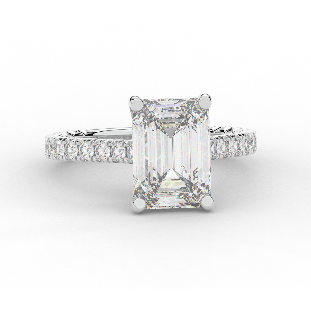 4.25CT.TW EMERALD CUT LAB DIAMOND SOLITAIRE ENGAGEMENT RING