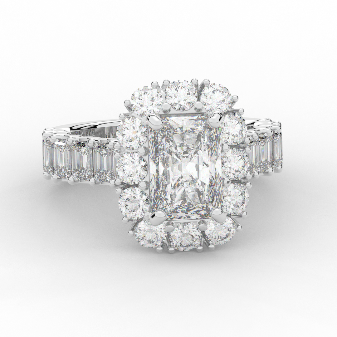 6.00CT.TW RADIANT LAB DIAMOND HALO ENGAGEMENT RING