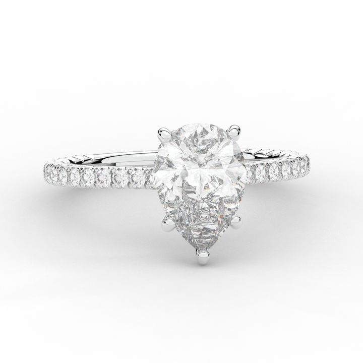 2.50CT.TW PEAR LAB DIAMOND UNDERHALO SOLITAIRE ENGAGEMENT RING