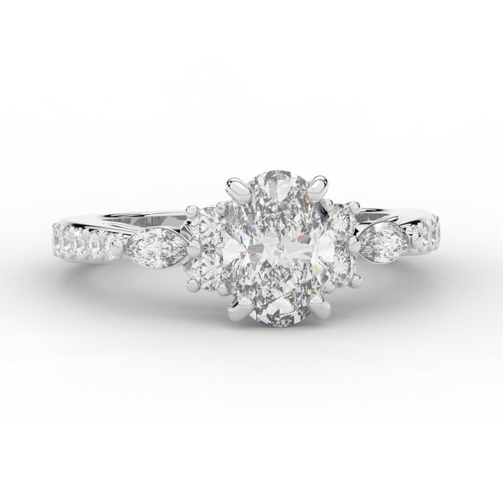 1.35CT.TW OVAL LAB DIAMOND ENGAGEMENT RING