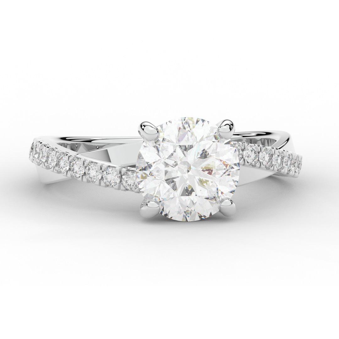 2.20CT.TW ROUND LAB DIAMOND TWISTBAND ENGAGEMENT RING