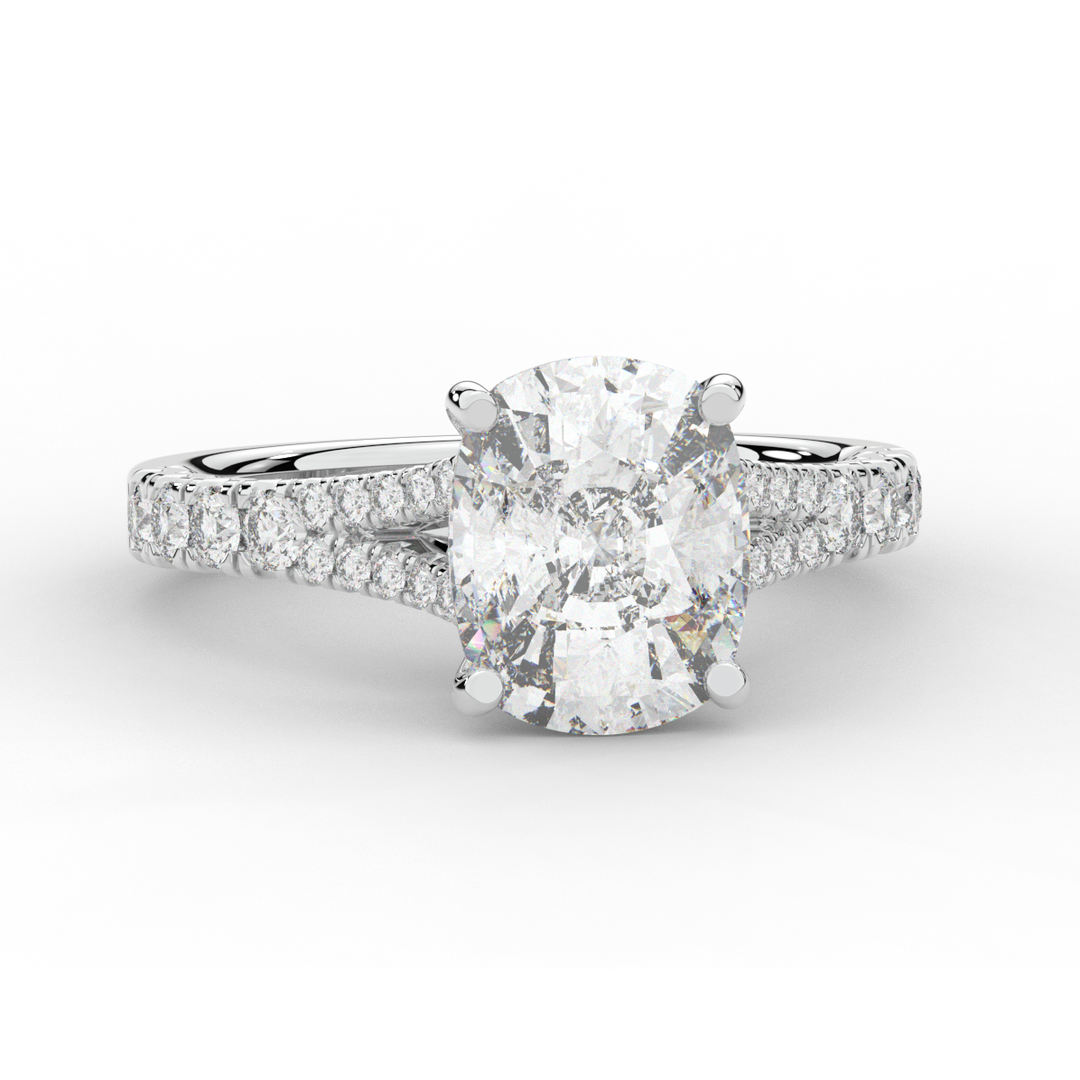 3.45CT.TW CUSHION LAB DIAMOND ENGAGEMENT RING