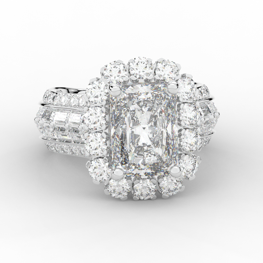 8.00CT.TW RADIANT LAB DIAMOND HALO ENGAGEMENT RING