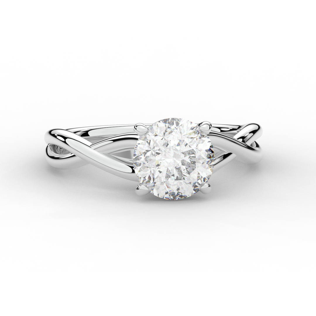 1.50CT ROUND LAB DIAMOND SOLITAIRE TWIST BAND ENGAGEMENT RING - Nazarelle