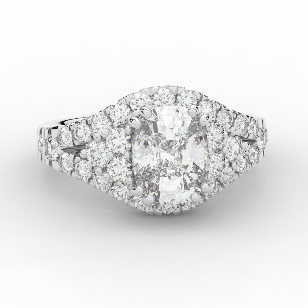 3.10CT.TW CUSHION LAB DIAMOND HALO ENGAGEMENT RING