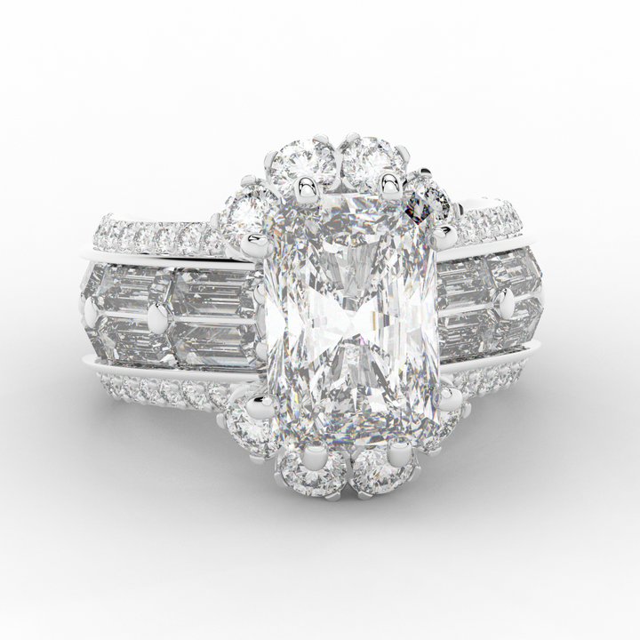 8.25CT.TW RADIANT LAB DIAMOND HALO ENGAGEMENT RING