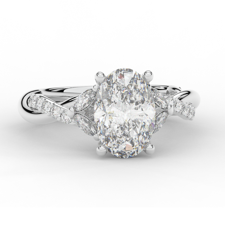 2.40CT.TW OVAL LAB DIAMOND TWIST ENGAGEMENT RING