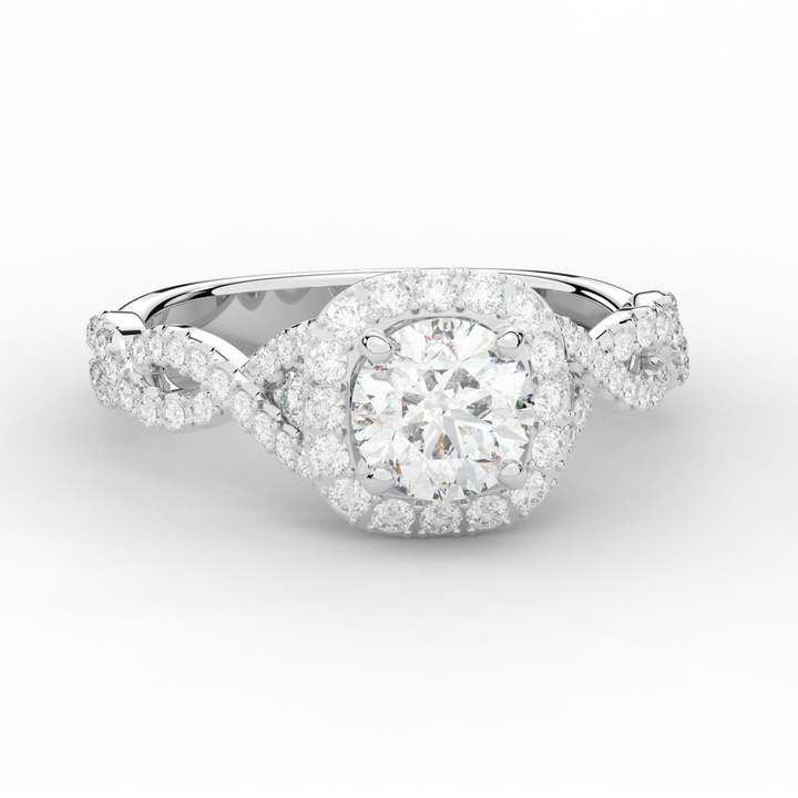 1.60CT.TW ROUND LAB DIAMOND HALO TWIST ENGAGEMENT RING