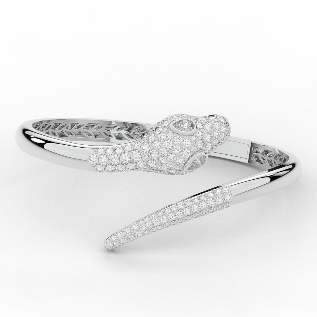 3.75CT.TW ROUND AND PEAR LAB DIAMOND SNAKE BANGLE