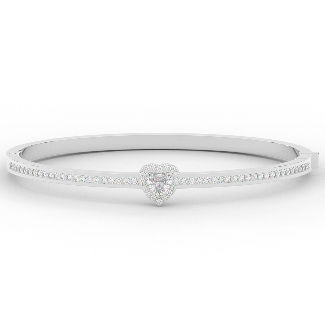 1.65CT.TW HEART AND ROUND LAB DIAMOND  BANGLE