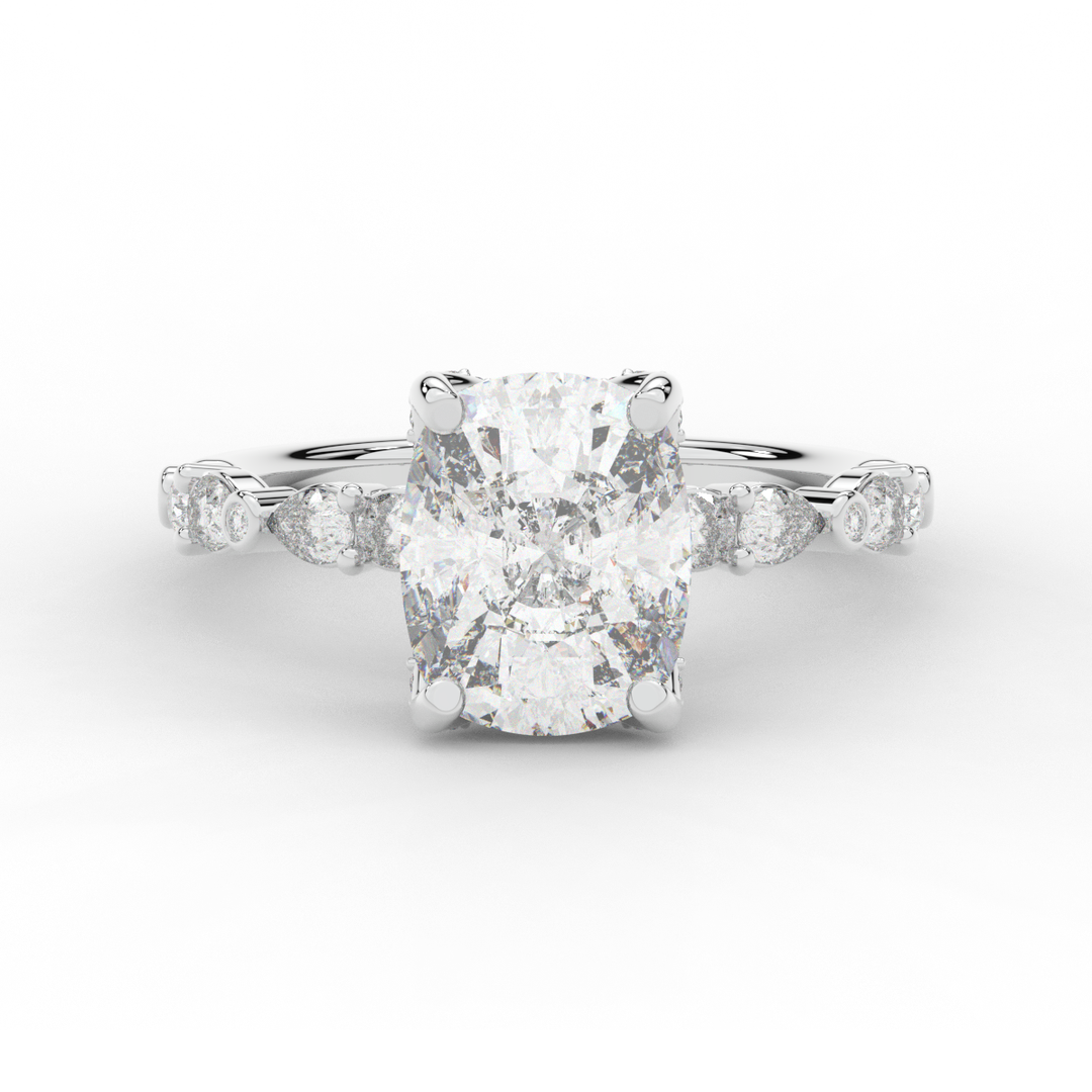 3.60CT.TW CUSHION LAB DIAMOND SOLITAIRE ENGAGEMENT RING