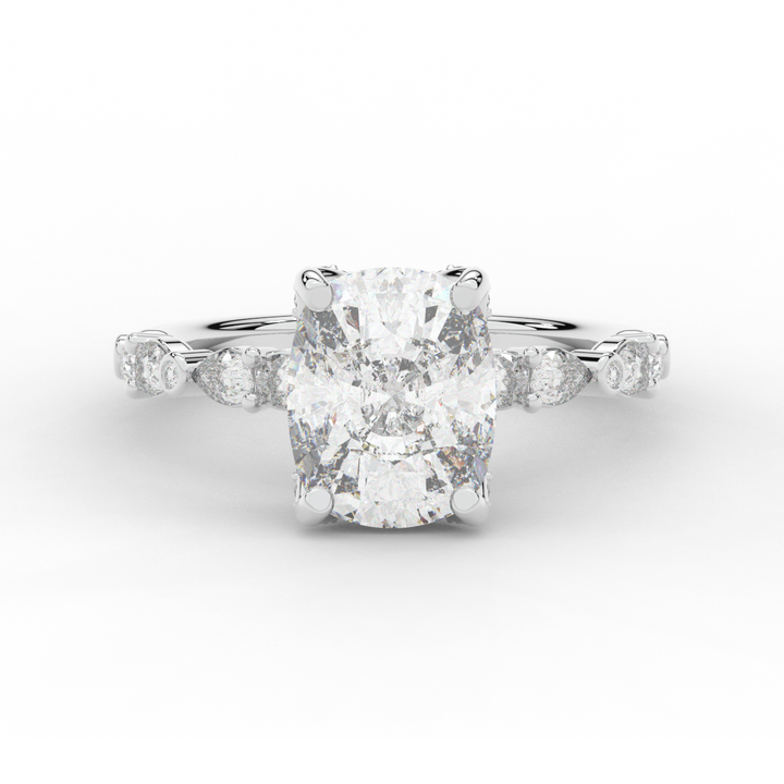 3.60CT.TW CUSHION LAB DIAMOND SOLITAIRE ENGAGEMENT RING