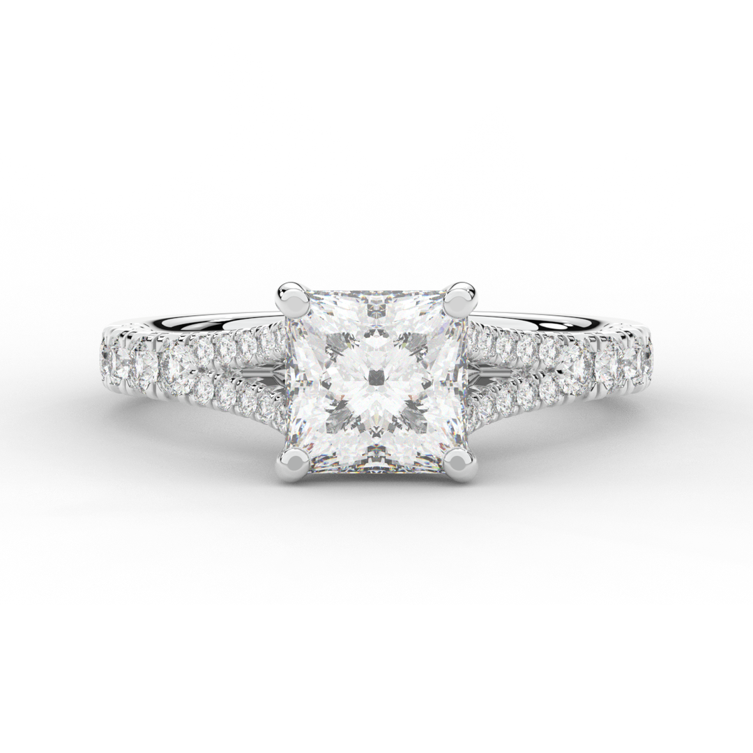 2.45CT.TW PRINCESS LAB DIAMOND ENGAGEMENT RING