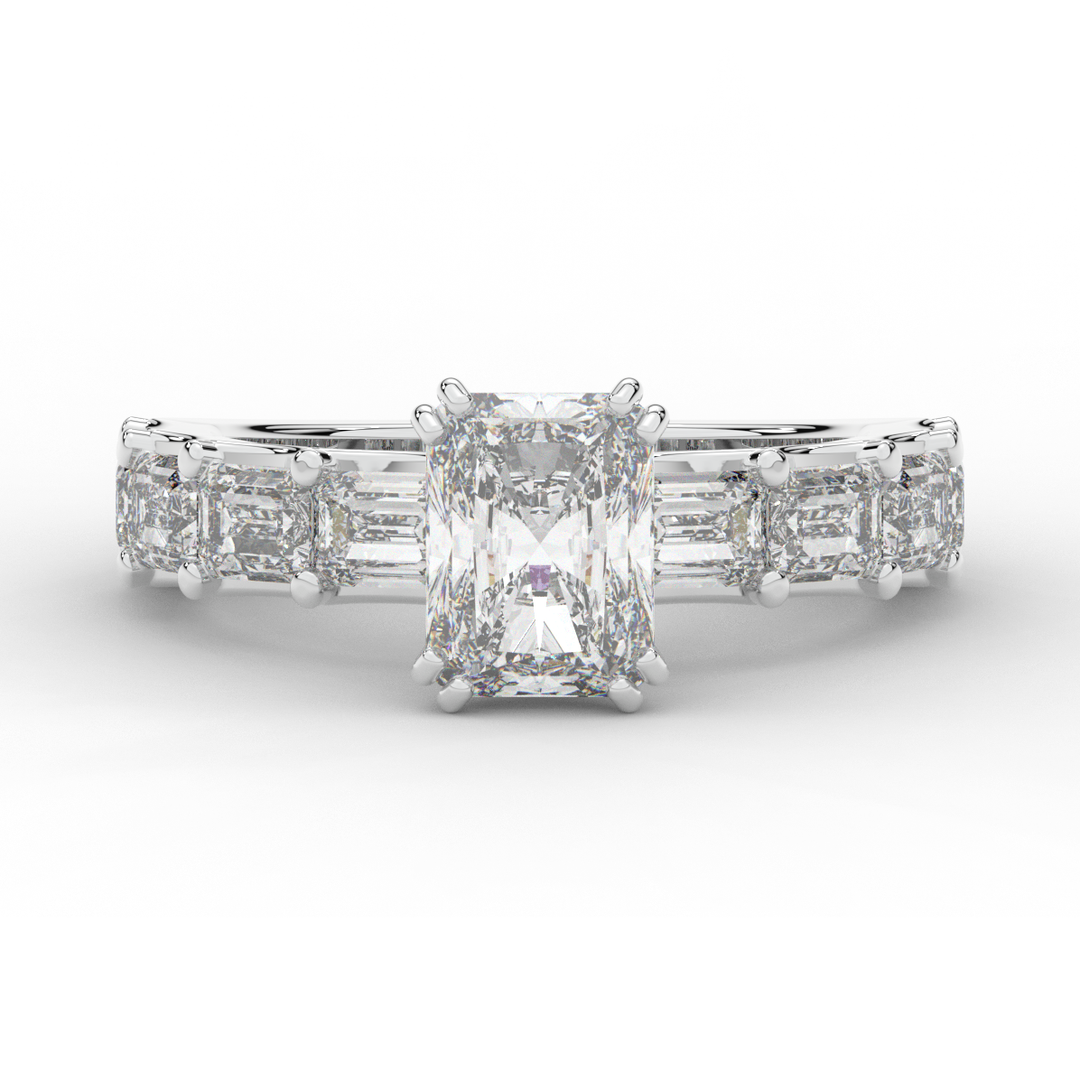 3.75CT.TW RADIANT LAB DIAMOND SOLITAIRE ENGAGEMENT RING