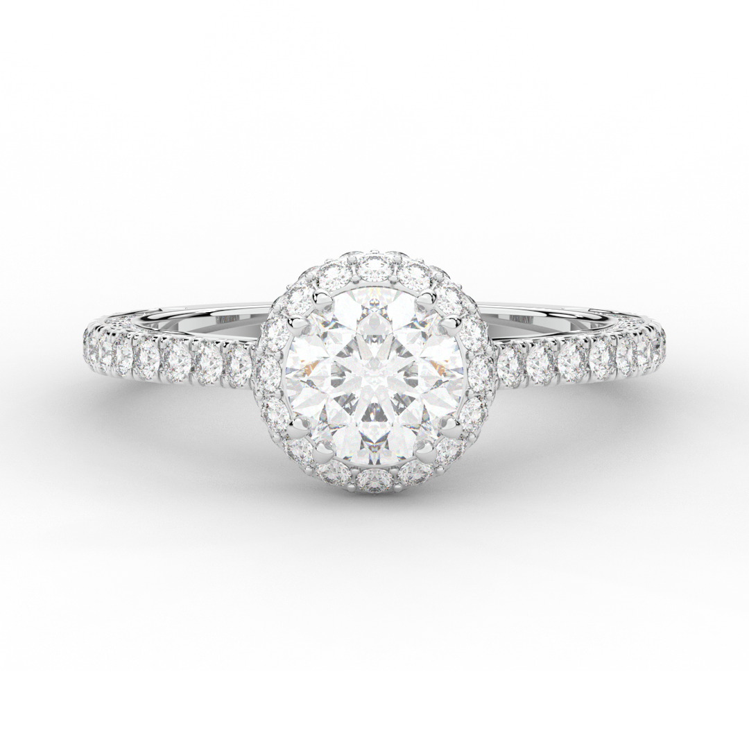 1.90CT.TW ROUND LAB DIAMOND HALO ENGAGEMENT RING