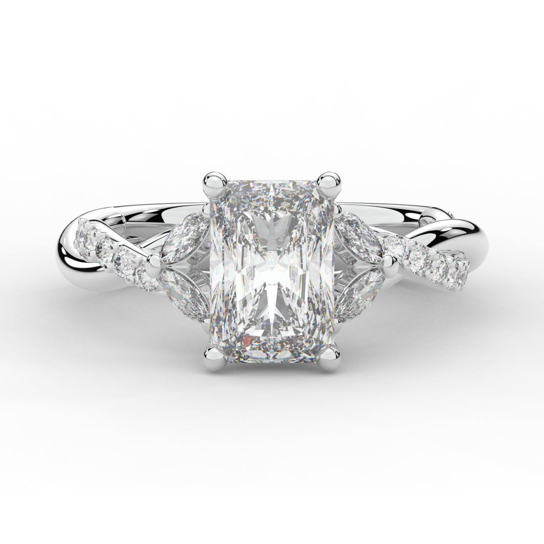 2.40CT.TW RADIANT LAB DIAMOND TWIST BAND ENGAGEMENT RING