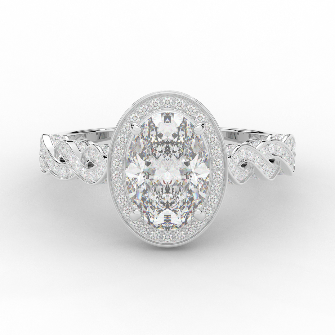 3.10CT.TW OVAL LAB DIAMOND HALO ENGAGEMENT RING