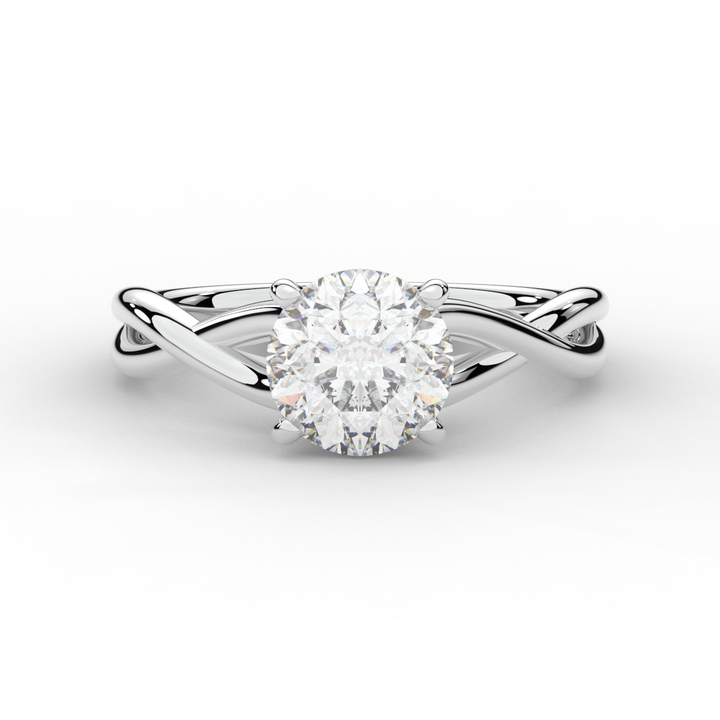 1.50CT ROUND LAB DIAMOND SOLITAIRE TWIST BAND ENGAGEMENT RING - Nazarelle