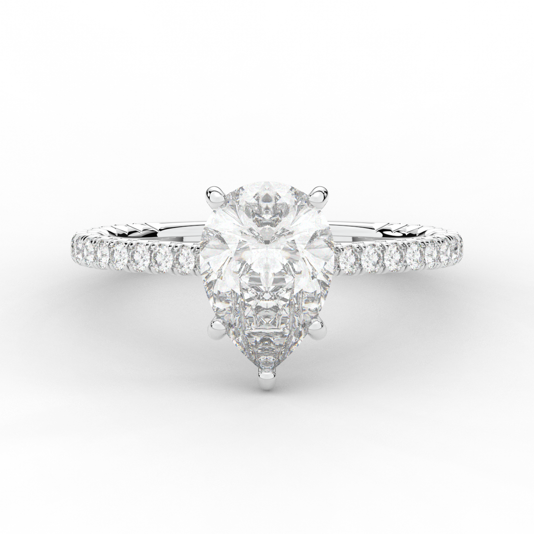 2.50CT.TW PEAR LAB DIAMOND UNDERHALO SOLITAIRE ENGAGEMENT RING