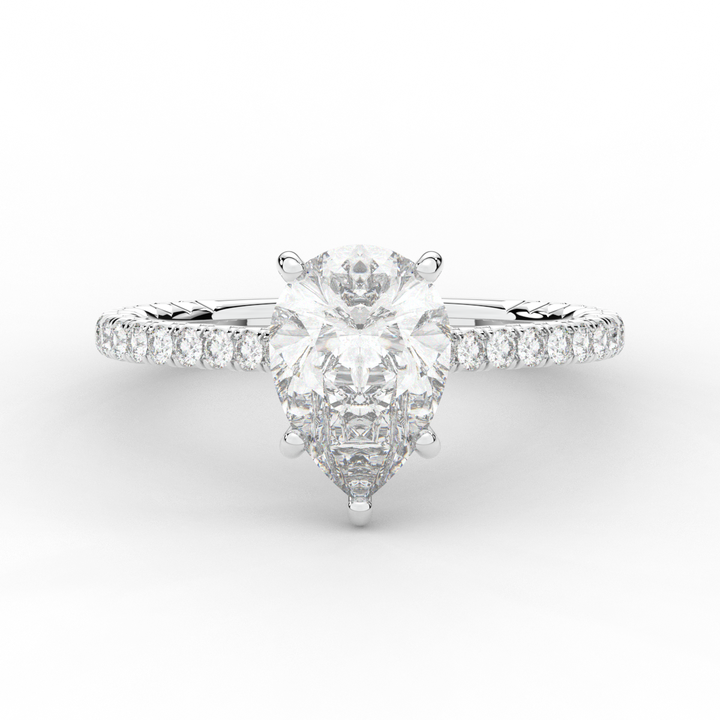 2.50CT.TW PEAR LAB DIAMOND UNDERHALO SOLITAIRE ENGAGEMENT RING