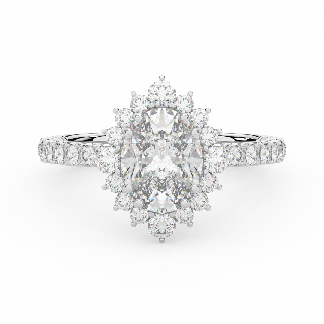 2.80CT.TW OVAL LAB DIAMOND HALO ENGAGEMENT RING