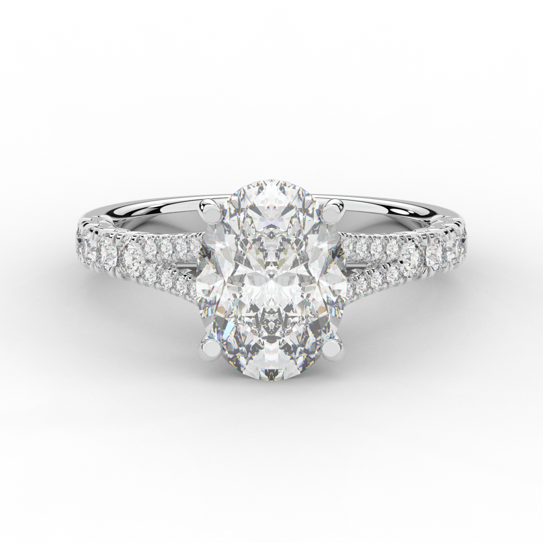 3.45CT.TW OVAL LAB DIAMOND ENGAGEMENT RING