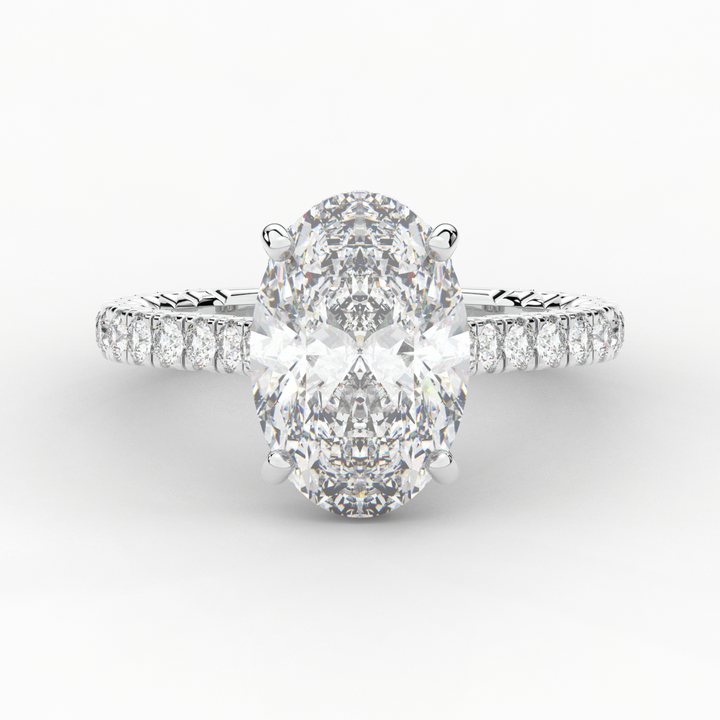 4.70CT.TW OVAL LAB DIAMOND UNDERHALO SOLITAIRE ENGAGEMENT RING