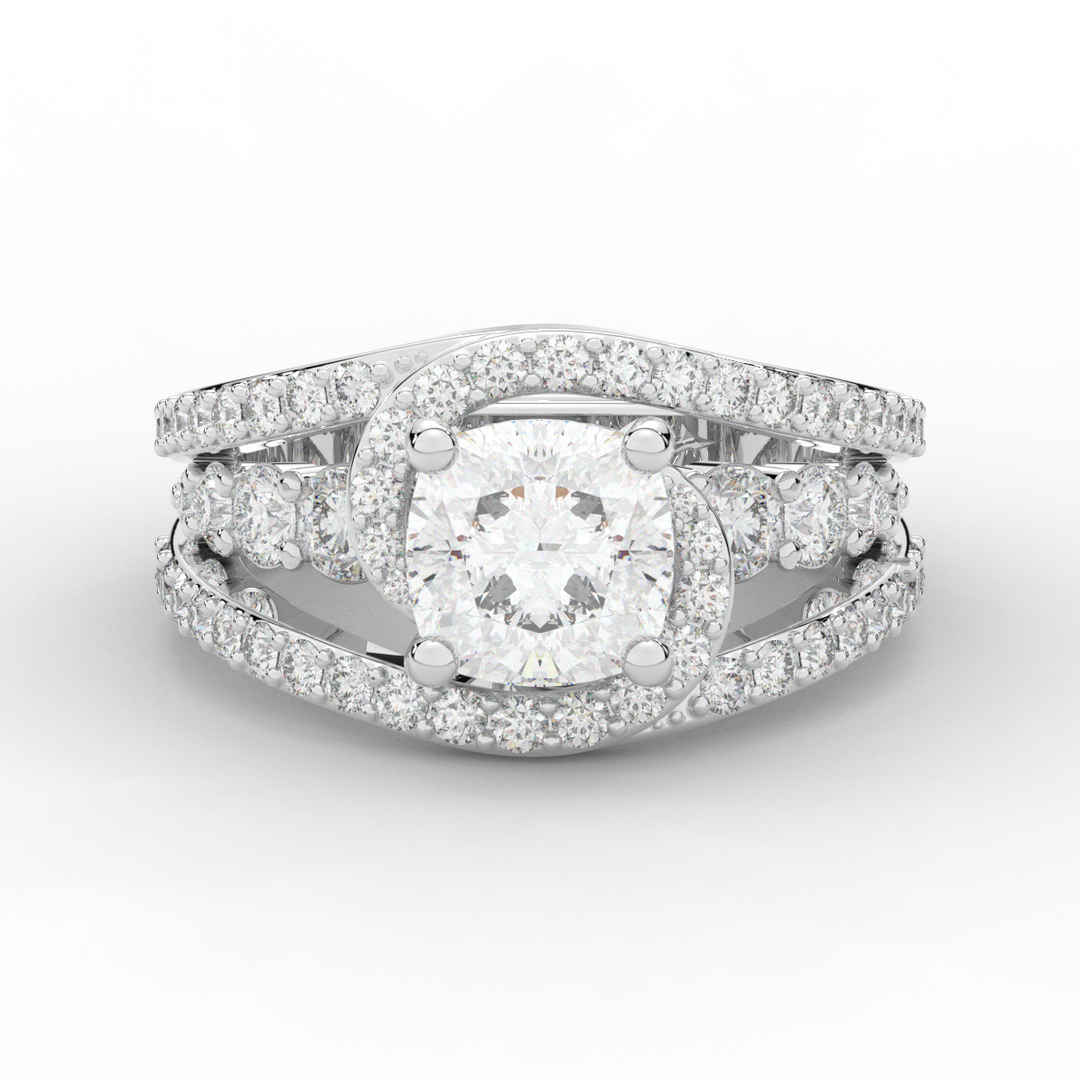 3.30CT.TW CUSHION LAB DIAMOND ENGAGEMENT RING